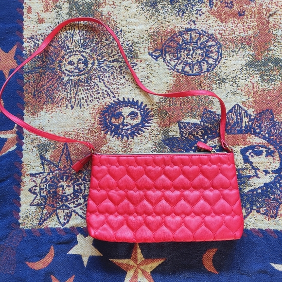 Betsey Johnson Handbags - BETSEY JOHNSON Quilted Heart Red Shoulder Bag